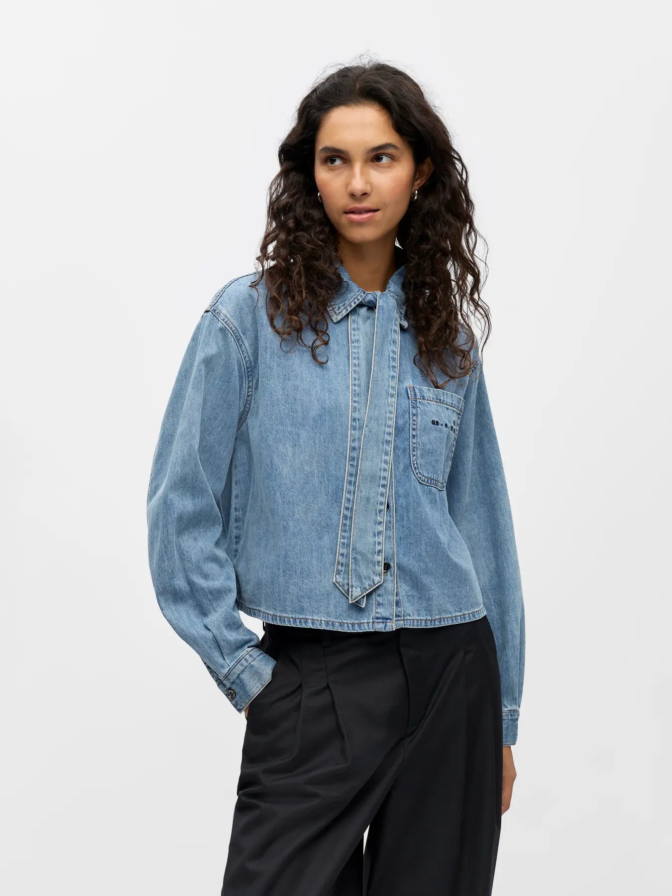 OBJVILMA L/S RE SHORT DENIM SHIRT