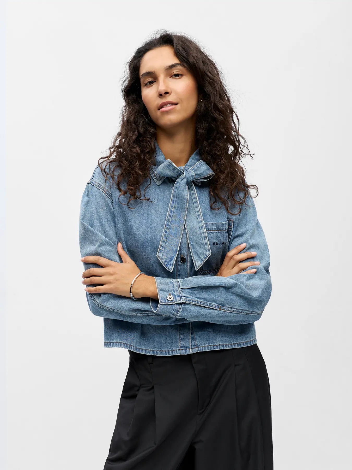 OBJVILMA L/S RE SHORT DENIM SHIRT