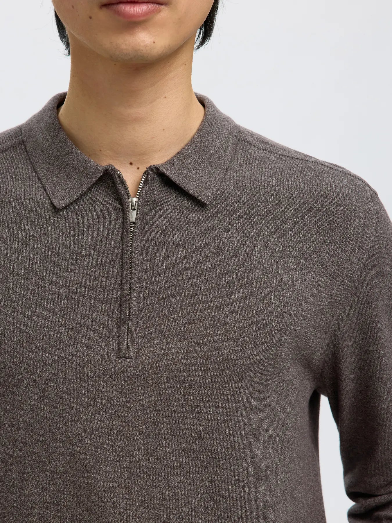 SLHBERG LS HALF ZIP POLO