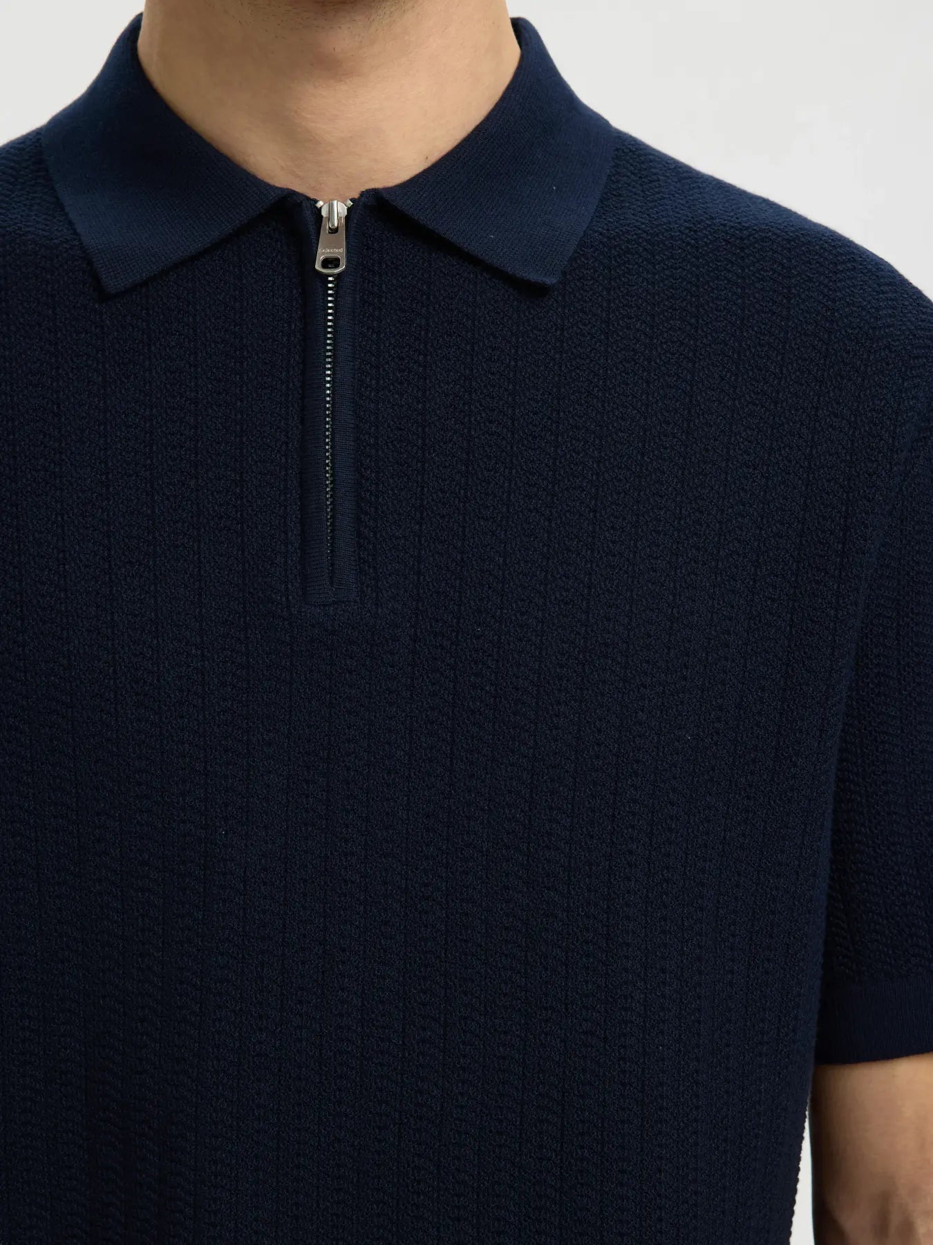 SLMCRAN SS KNIT STRUCTURE ZIP POLO