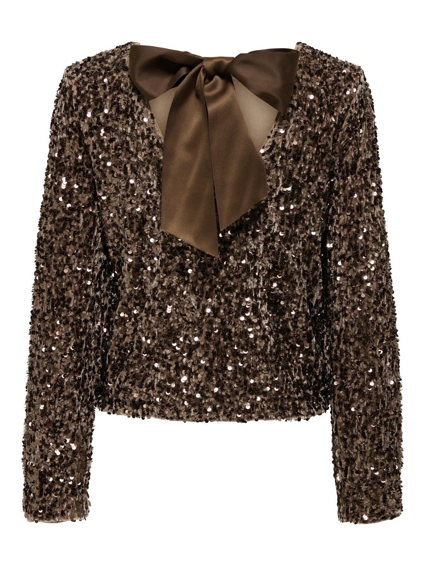ONLCONFIDENCE L/S SEQUIN BOW TOP