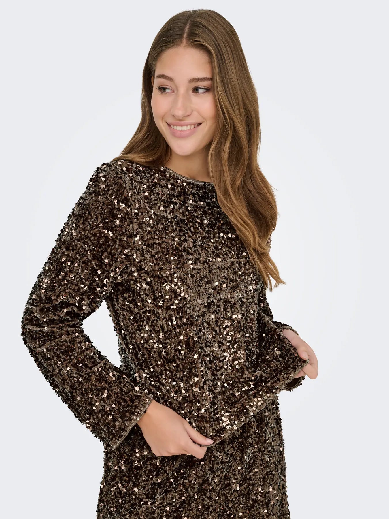 ONLCONFIDENCE L/S SEQUIN BOW TOP