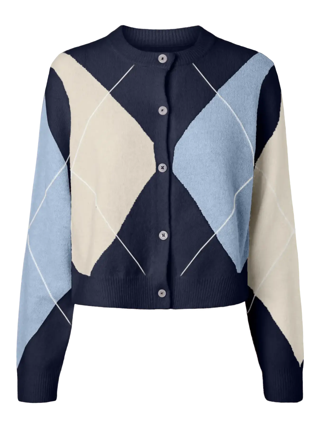 PCSALLY LS KNIT CHECK CARDIGAN