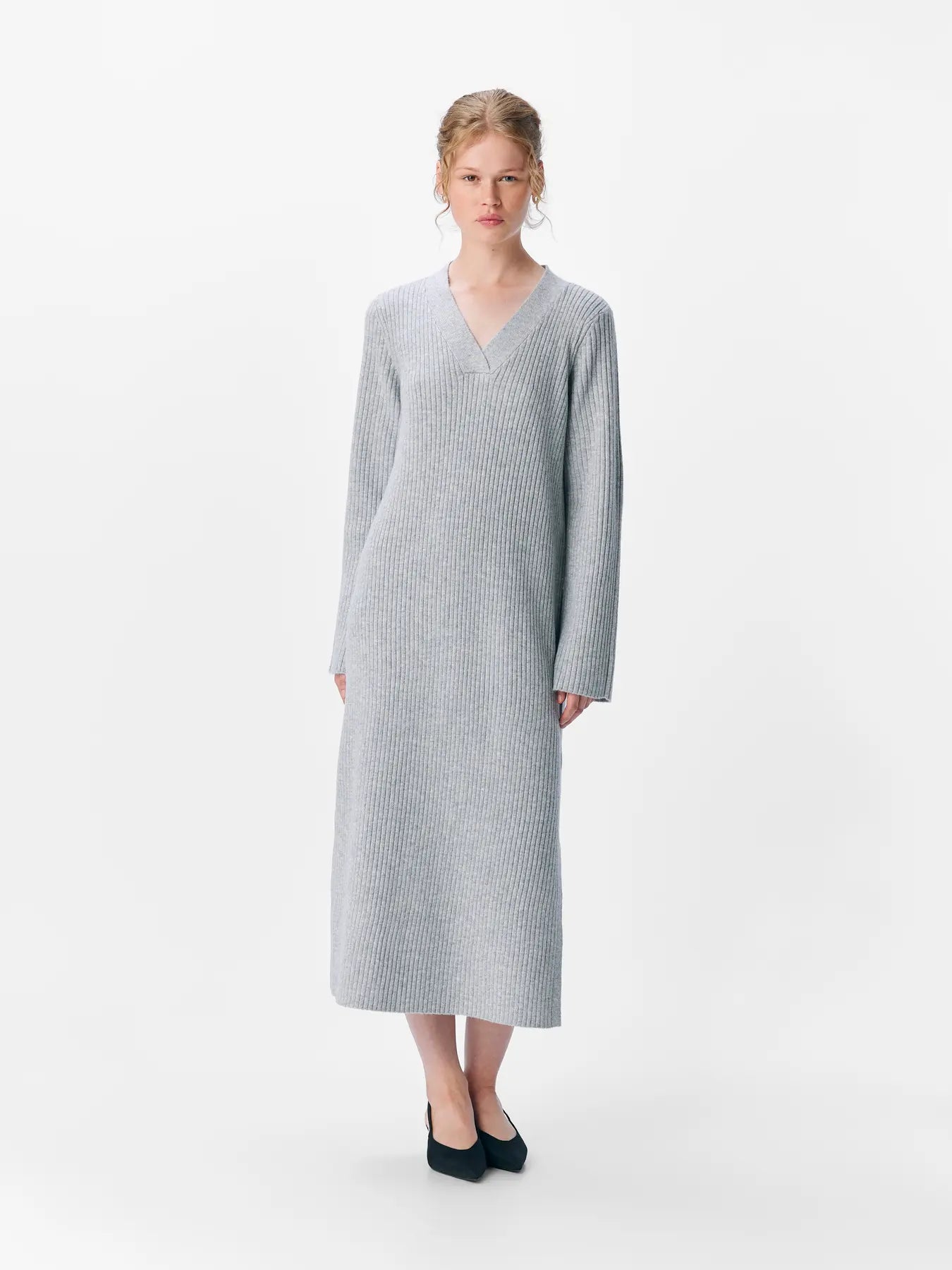 OBJELVA L/S RE V-NECK KNIT DRESS