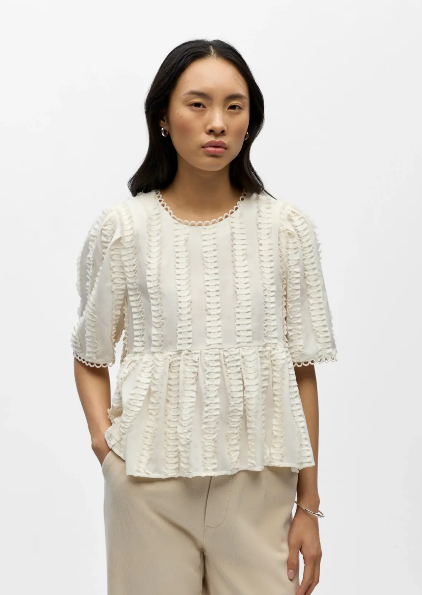 OBJGALE S/S RE FRILL TOP
