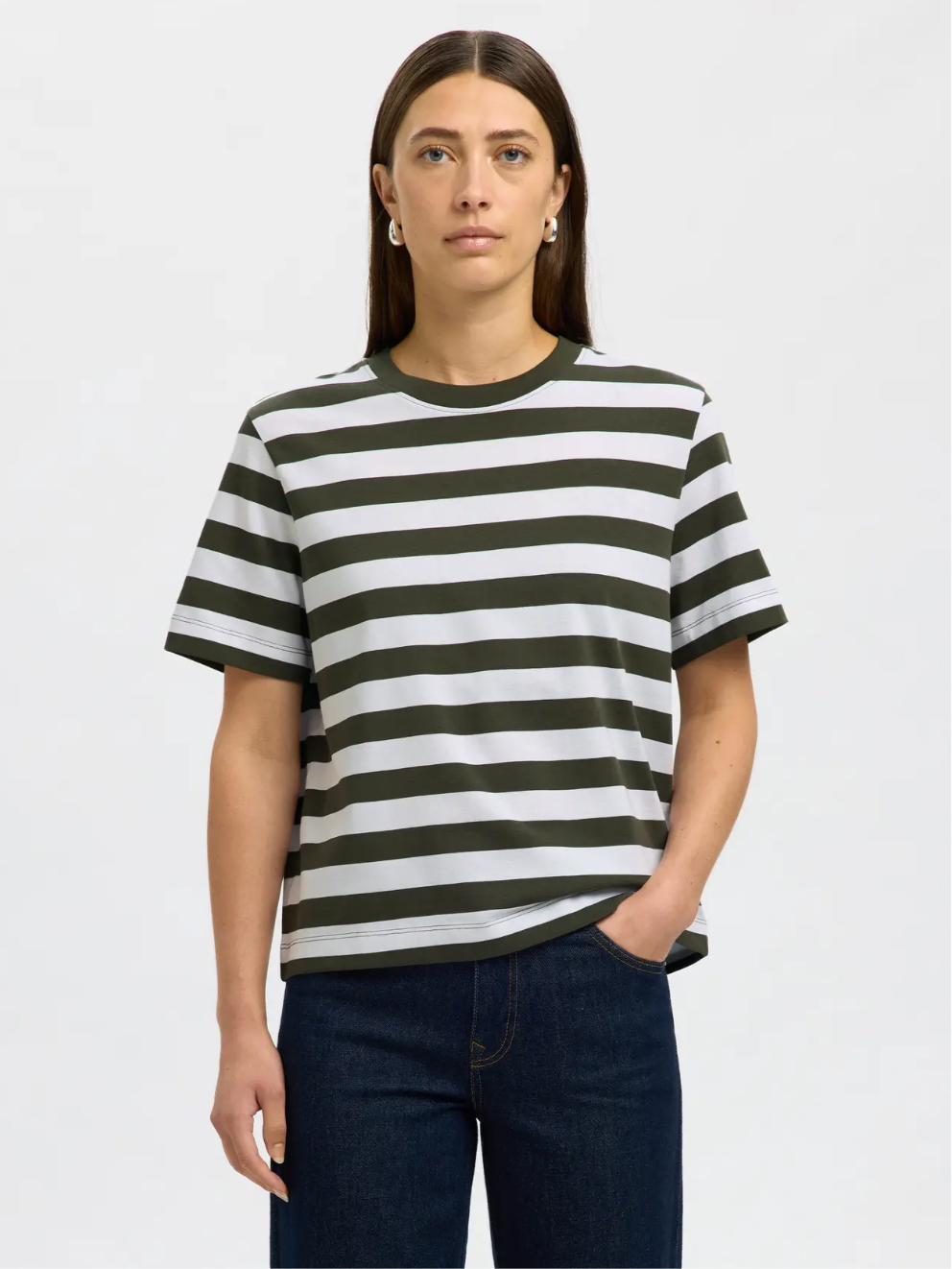 SLFESSENTIAL SS STRIPED BOXY TEE