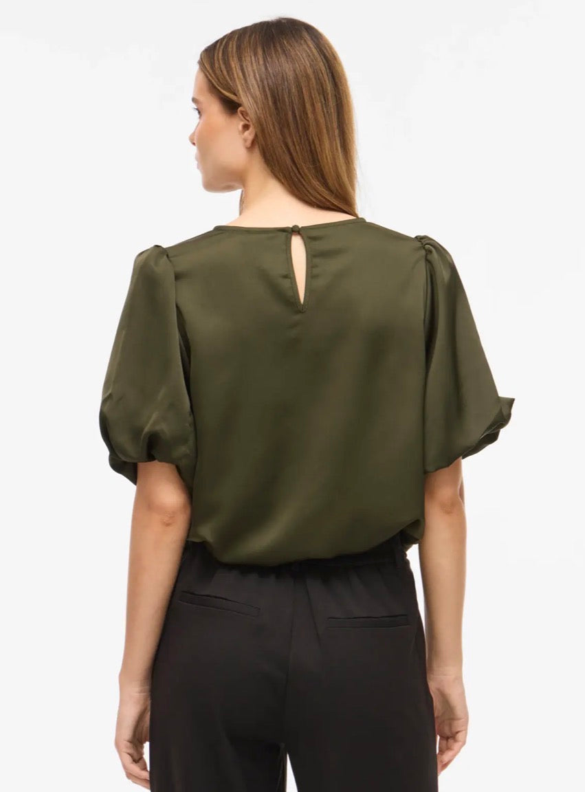 VIELLETTE 2/4 SATIN PUFF TOP
