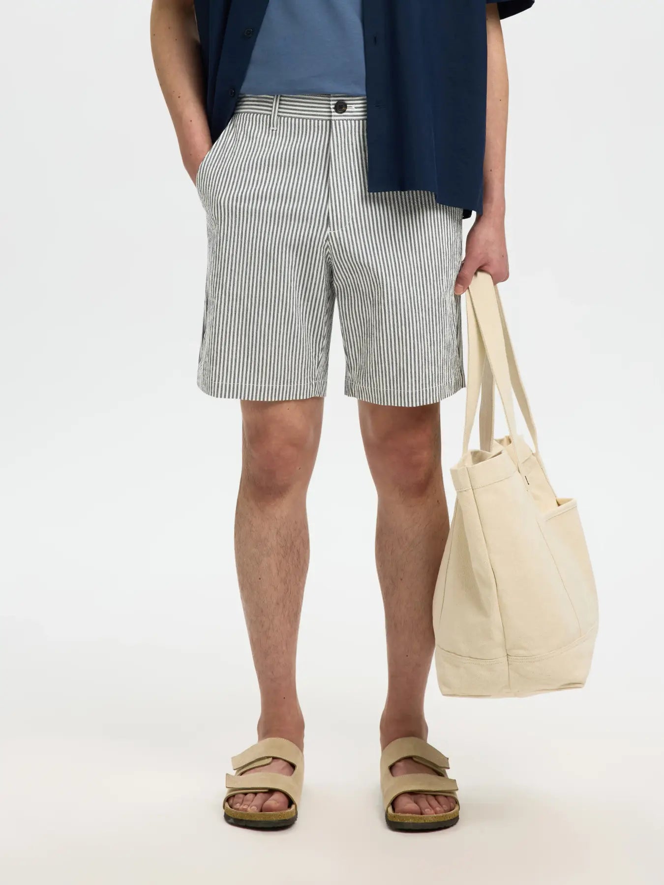SLMKARL-SEERSUCKER REGULAR SHORTS