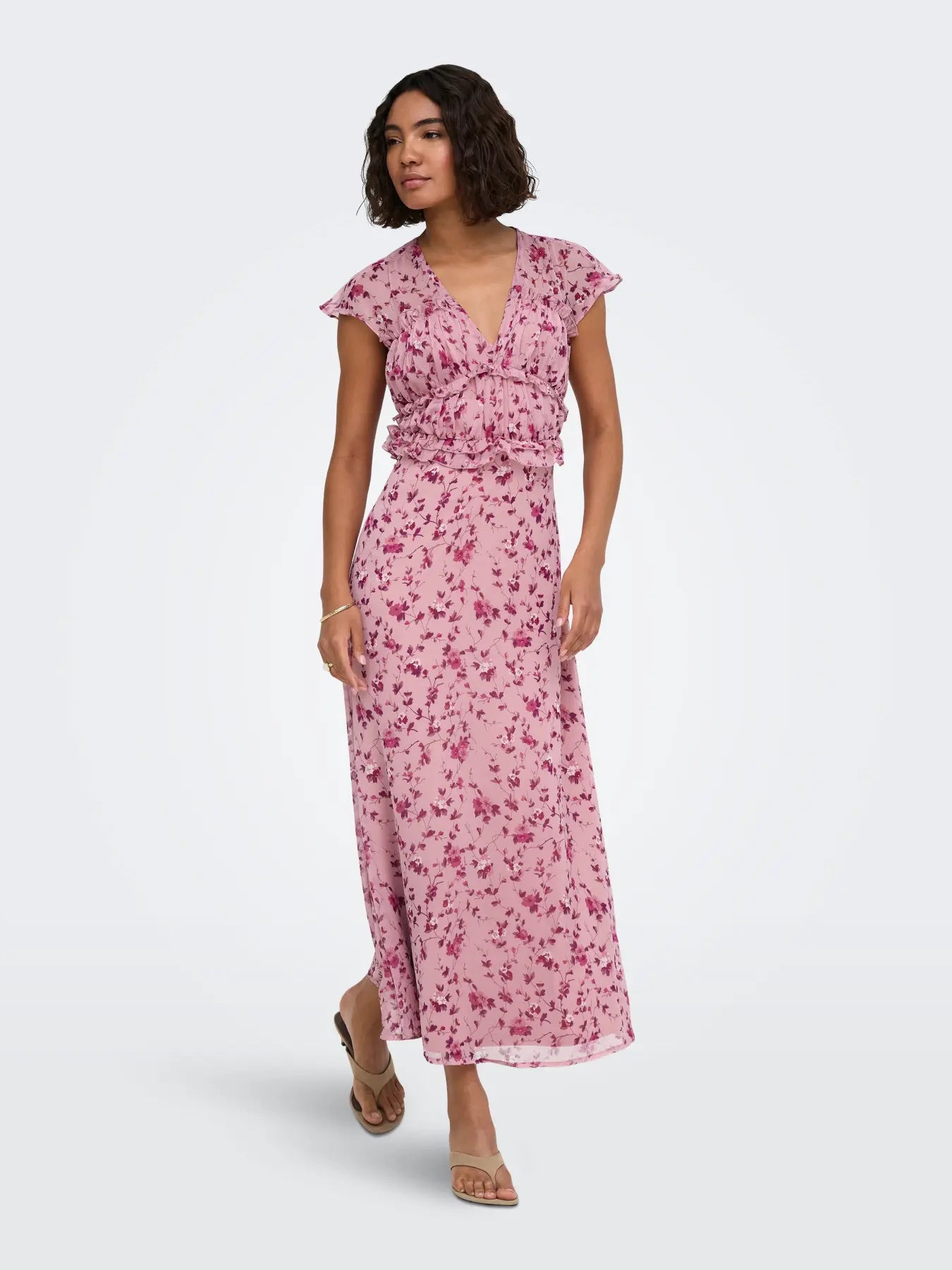 ONLVALDA S/S LONG FRILL DRESS