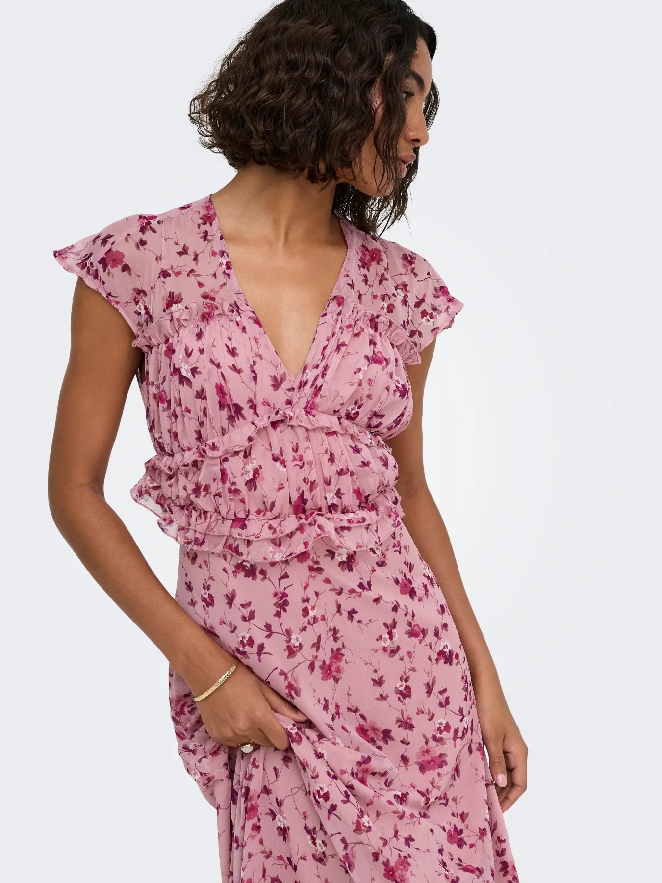 ONLVALDA S/S LONG FRILL DRESS