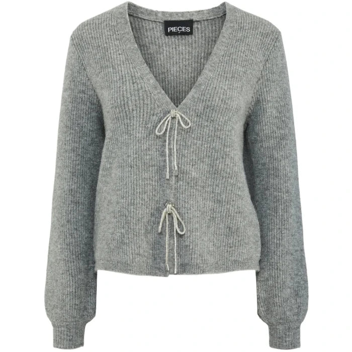 PCANNA BOW V-NECK KNIT CARDIGAN