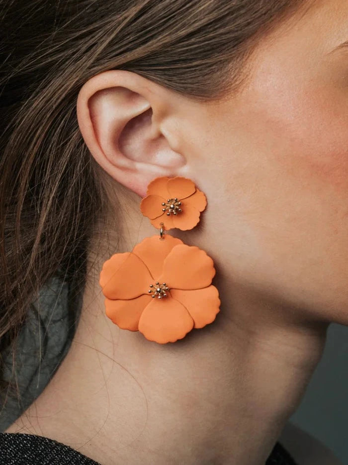 Flower Twin Earrings Orange