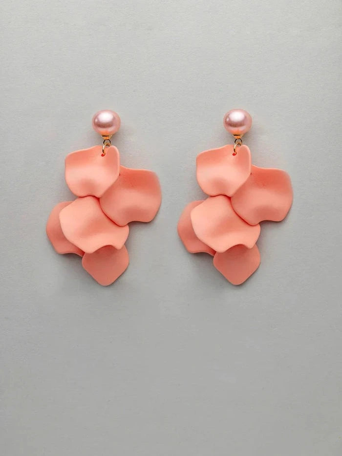 Pearl Leaf Earrings Coral