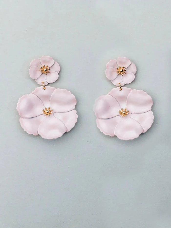 Flower Twin Earrings Light Pearl Pink