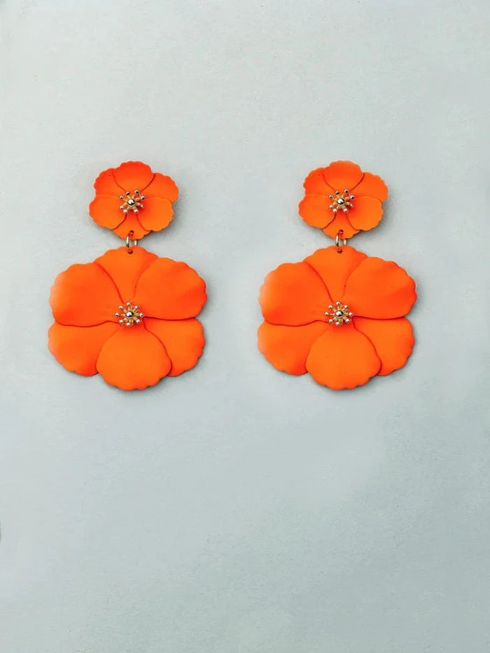 Flower Twin Earrings Orange