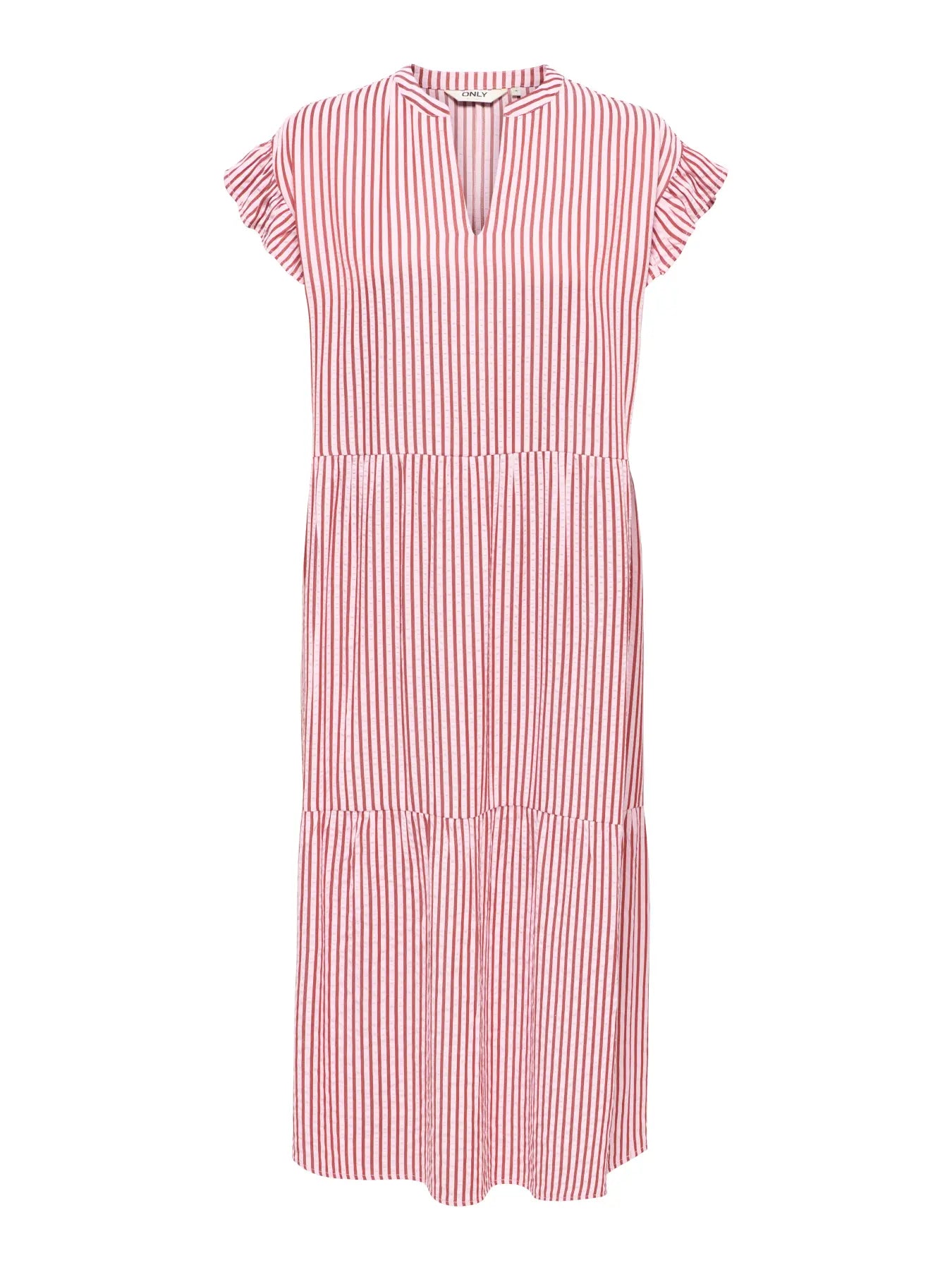 ONLBARI SL FRIL VNECK MIDI DRESS