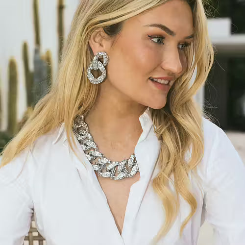 Sparkle crystal earring silver