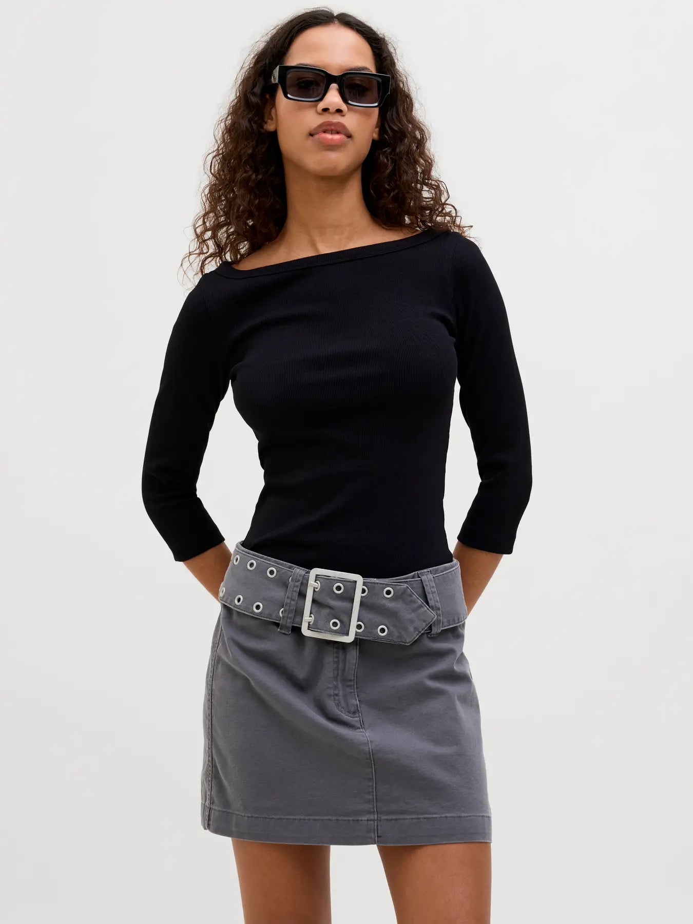 JXFIFI STR 3/4 BOATNECK TOP