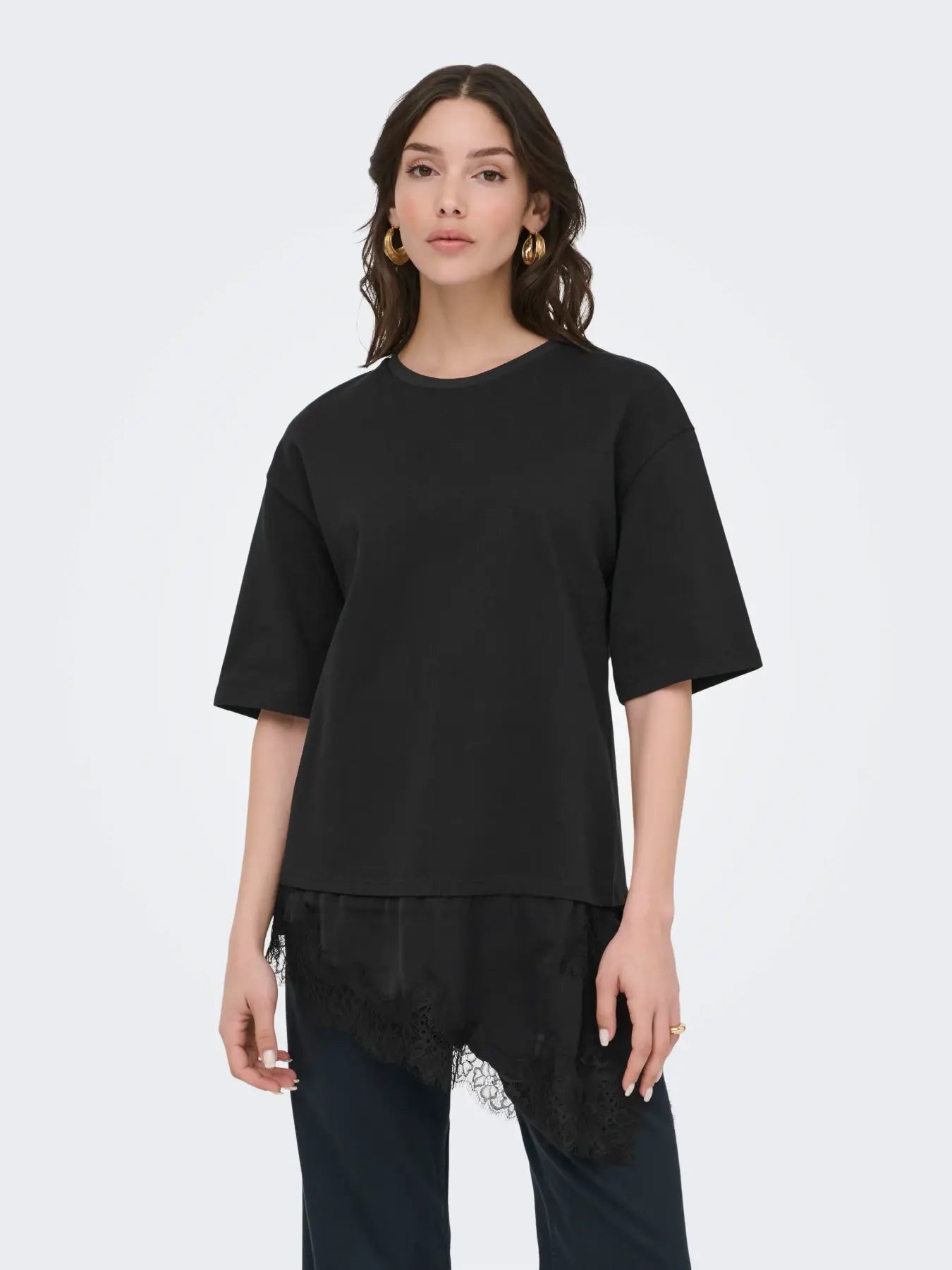JDYALMA 2/4 LACE DETAIL T-SHIRT