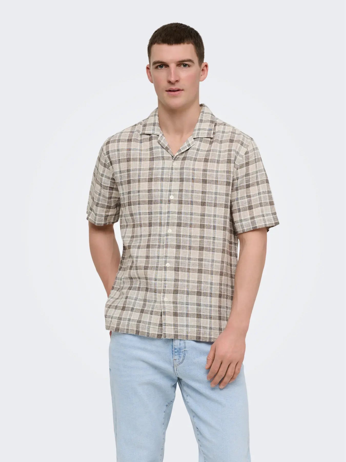 ONSCAIDEN LIFE CHECK LINEN BLEND