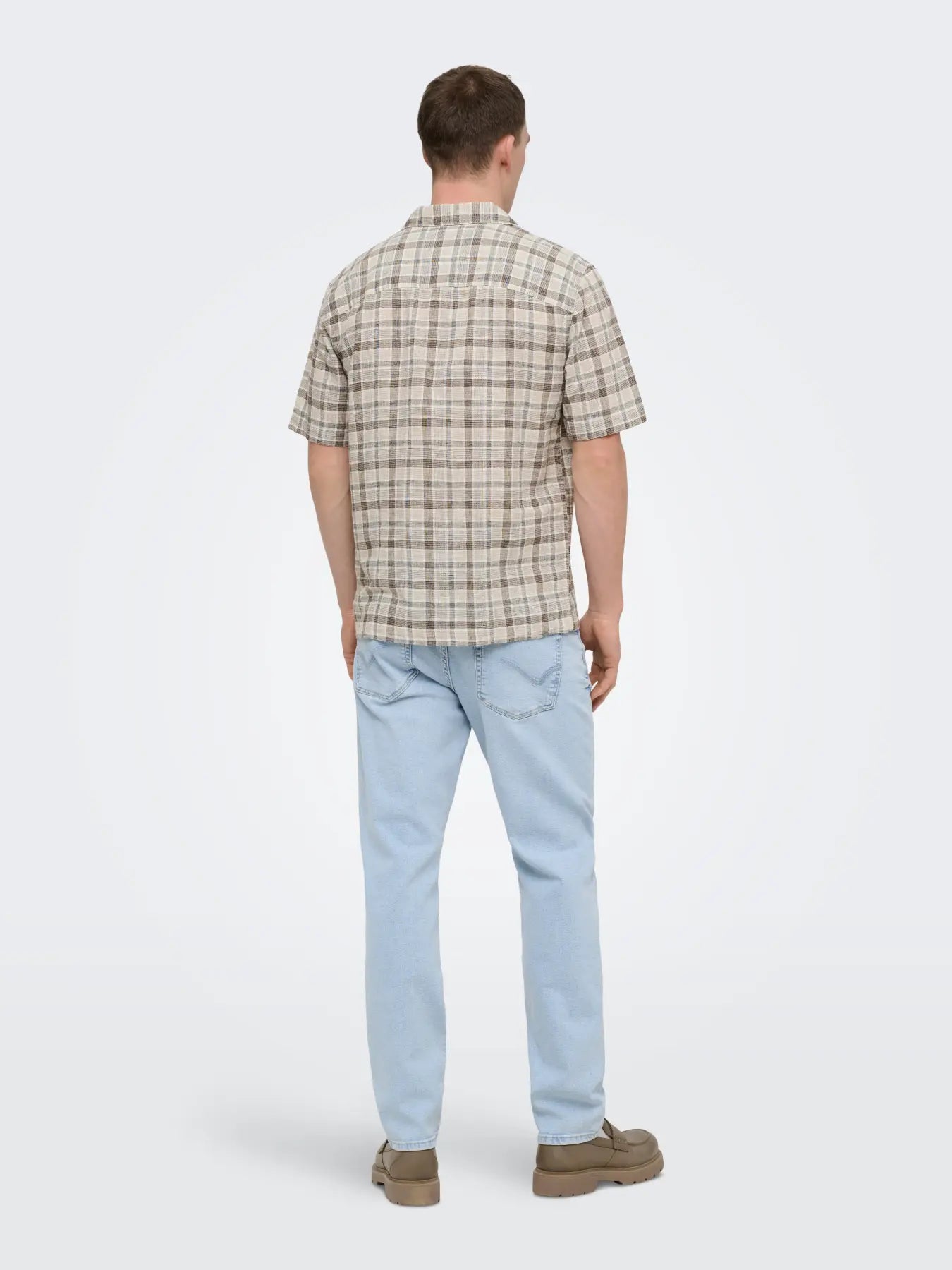 ONSCAIDEN LIFE CHECK LINEN BLEND