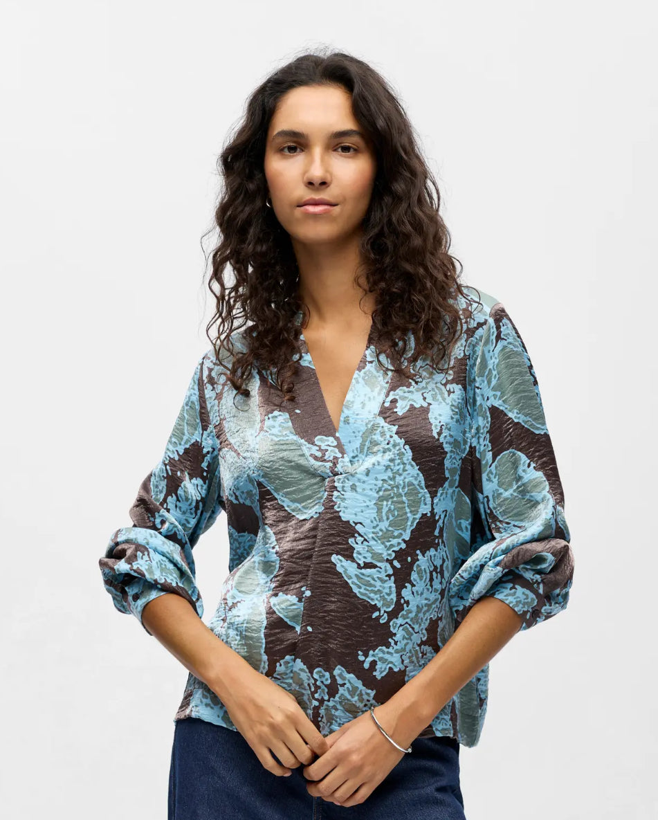 OBJYEVA L/S RE V-NECK TOP