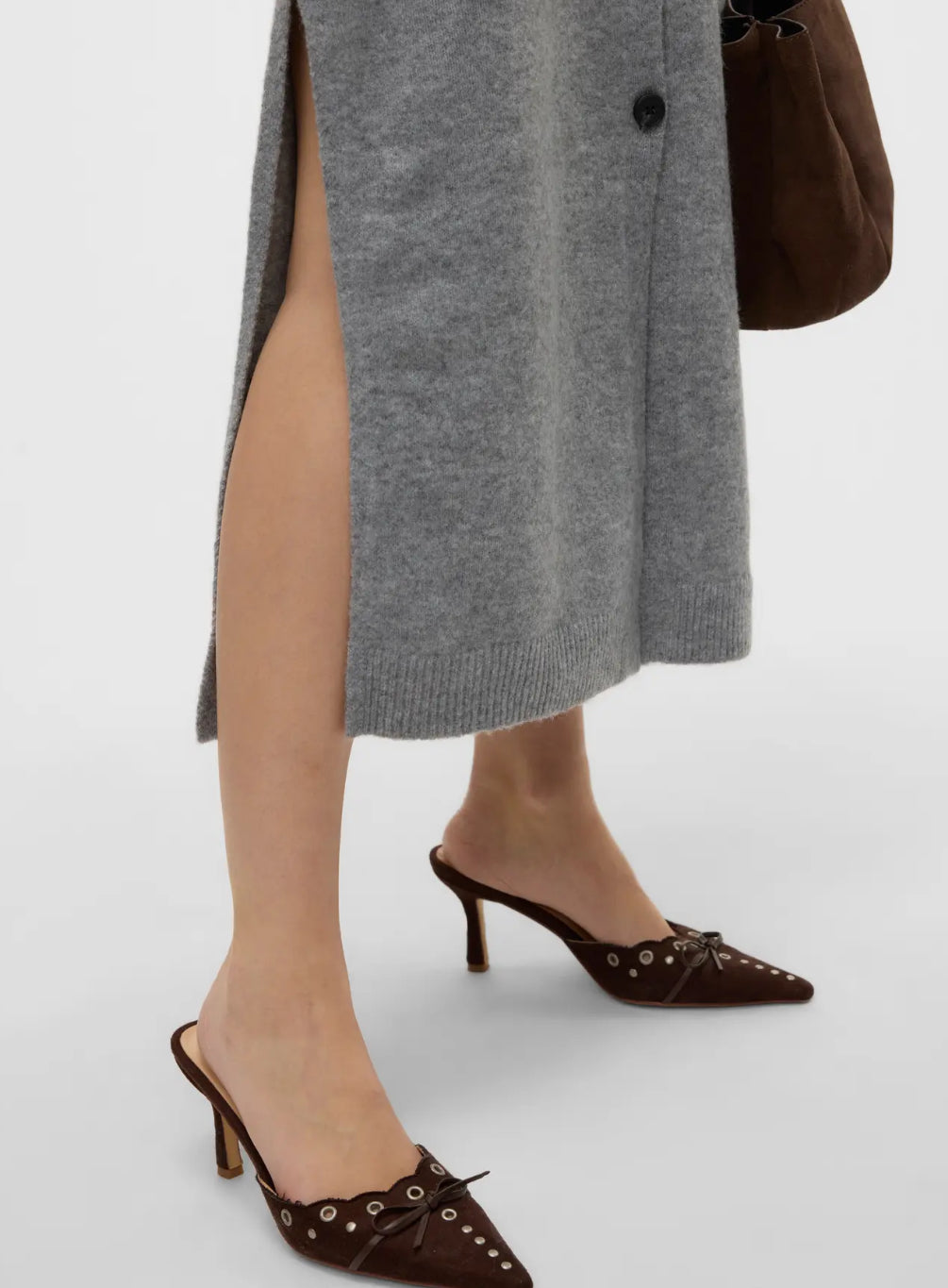 AWNINNA LS V-NECK 7/8 KNIT DRESS