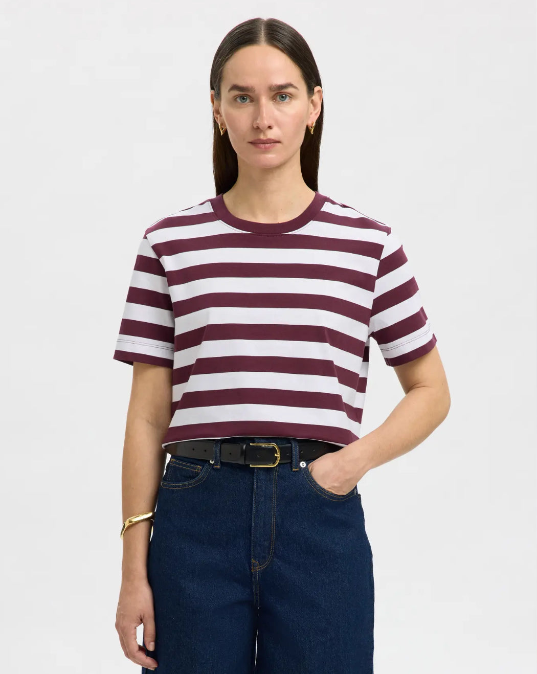 SLFESSENTIAL SS STRIPED BOXY TEE