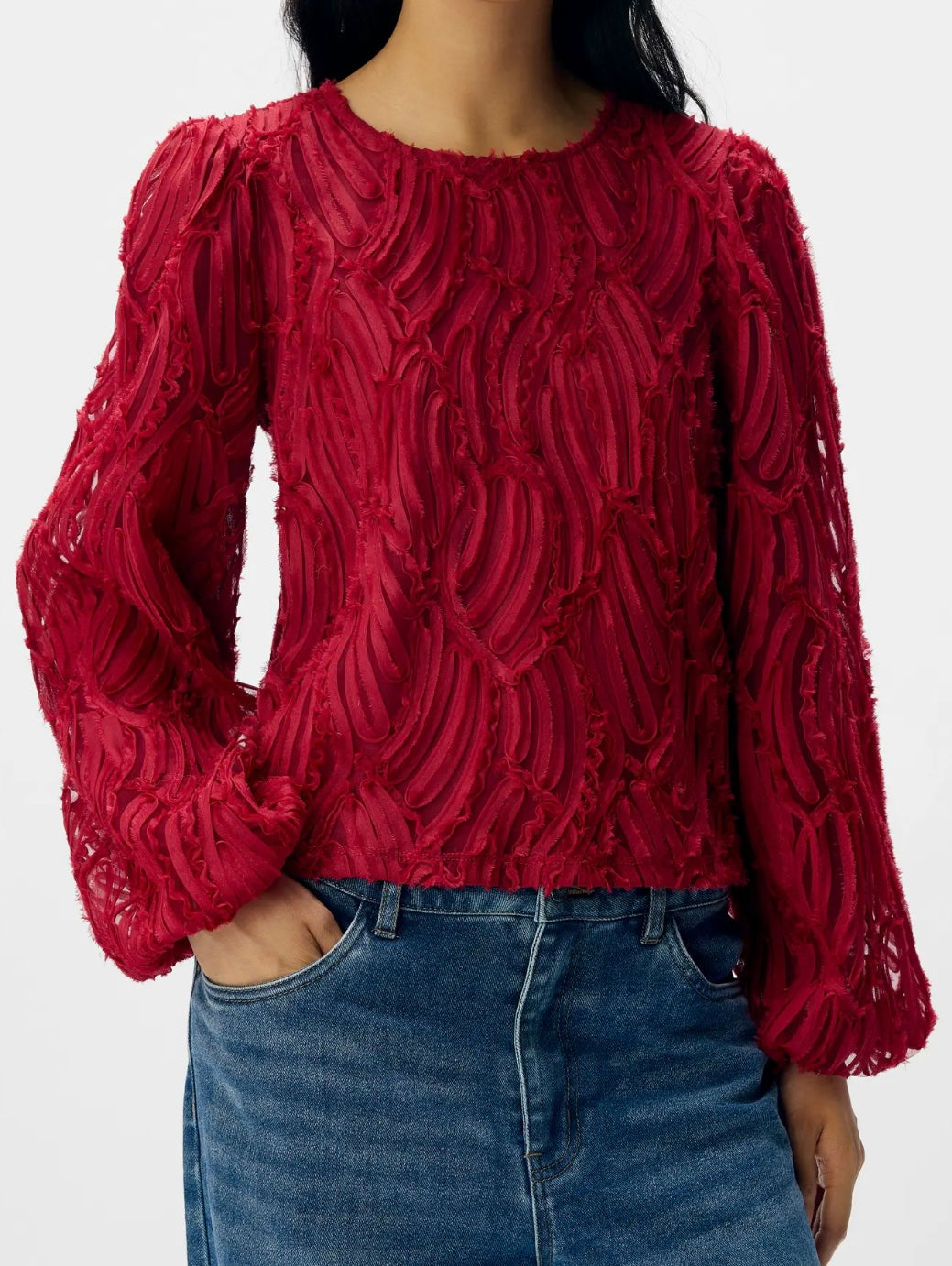 OBJLUCIE L/S RE O-NECK TOP