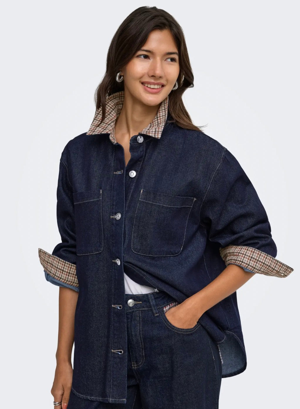 ONLVERA LS CHECK DNM SHIRT