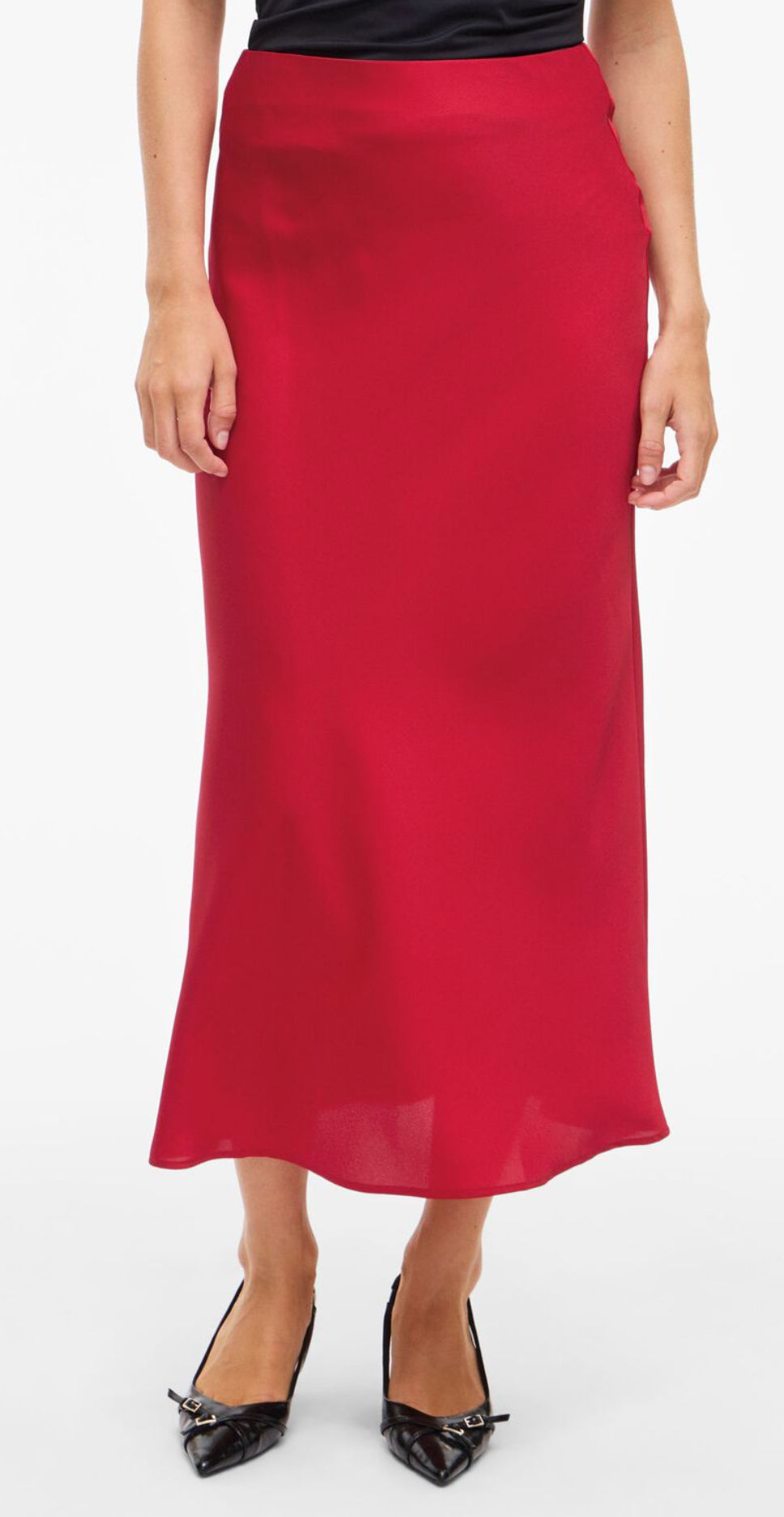 Viellette satinkjol röd