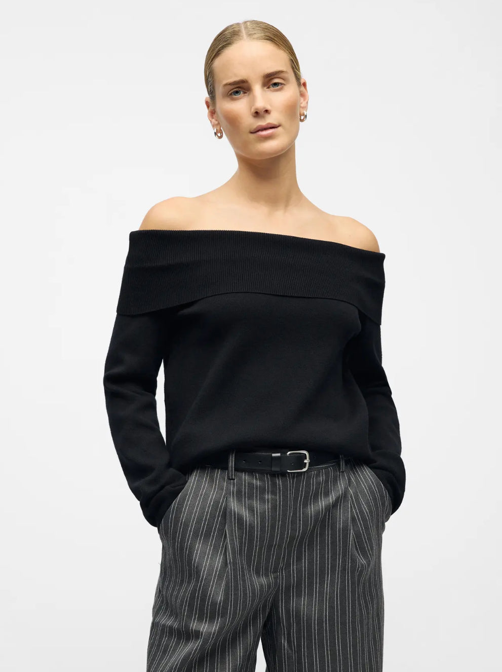 OBJREYNARD L/S RE OFF SHOULDER KNIT