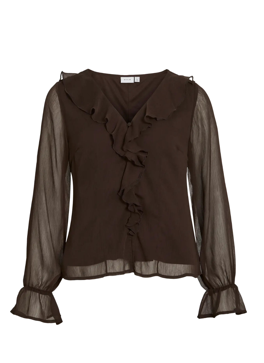 VISILJA L/S V-NECK FRILL TOP