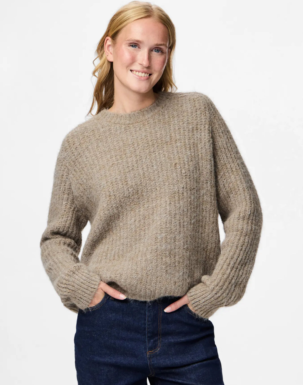 PCCLEO LS O-NECK CHUNKY KNIT