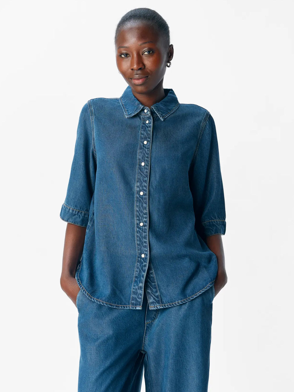 OBJFRAME 2/4 RE DENIM TOP