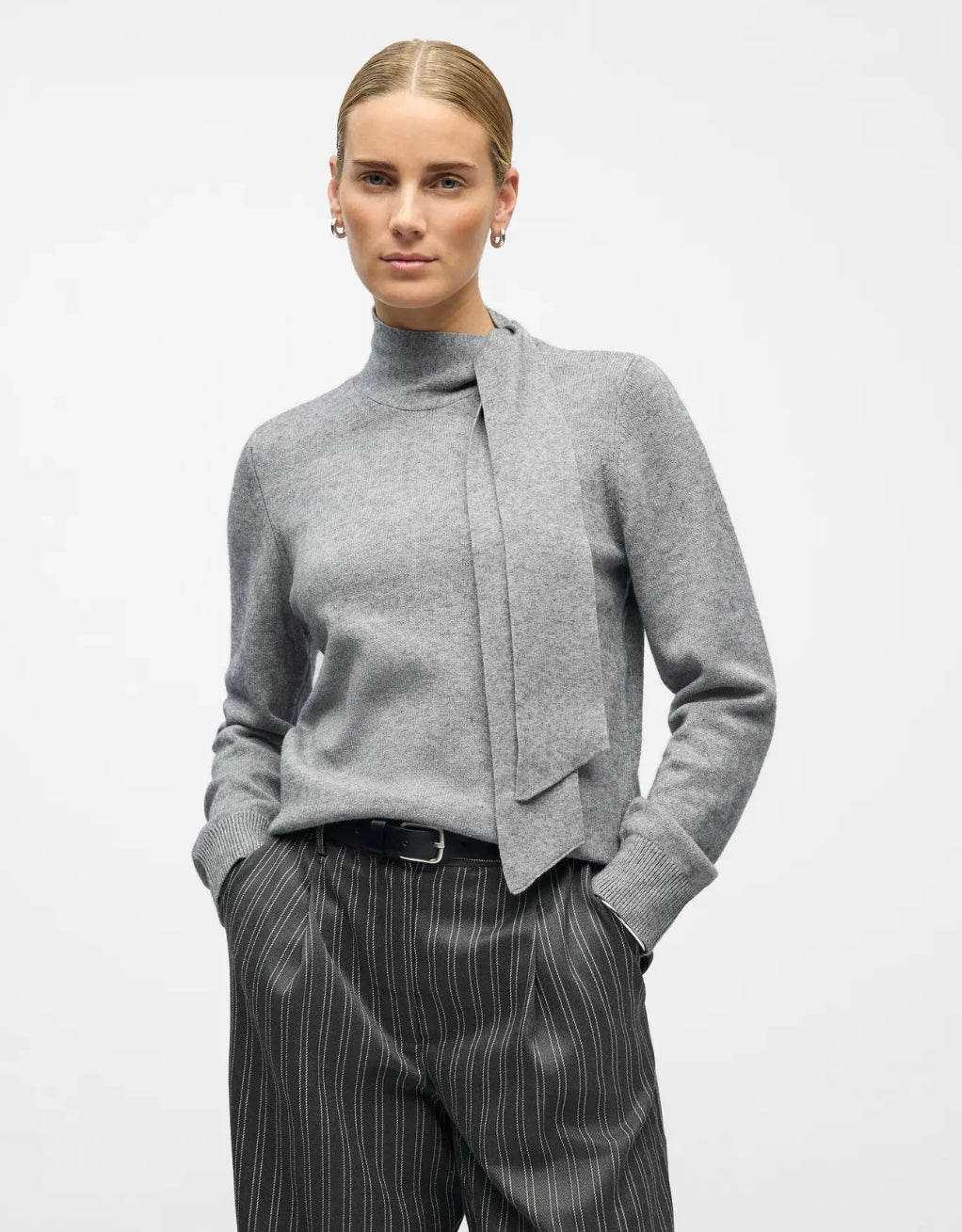 OBJTHESS L/S RE BOW KNIT PULLOVER