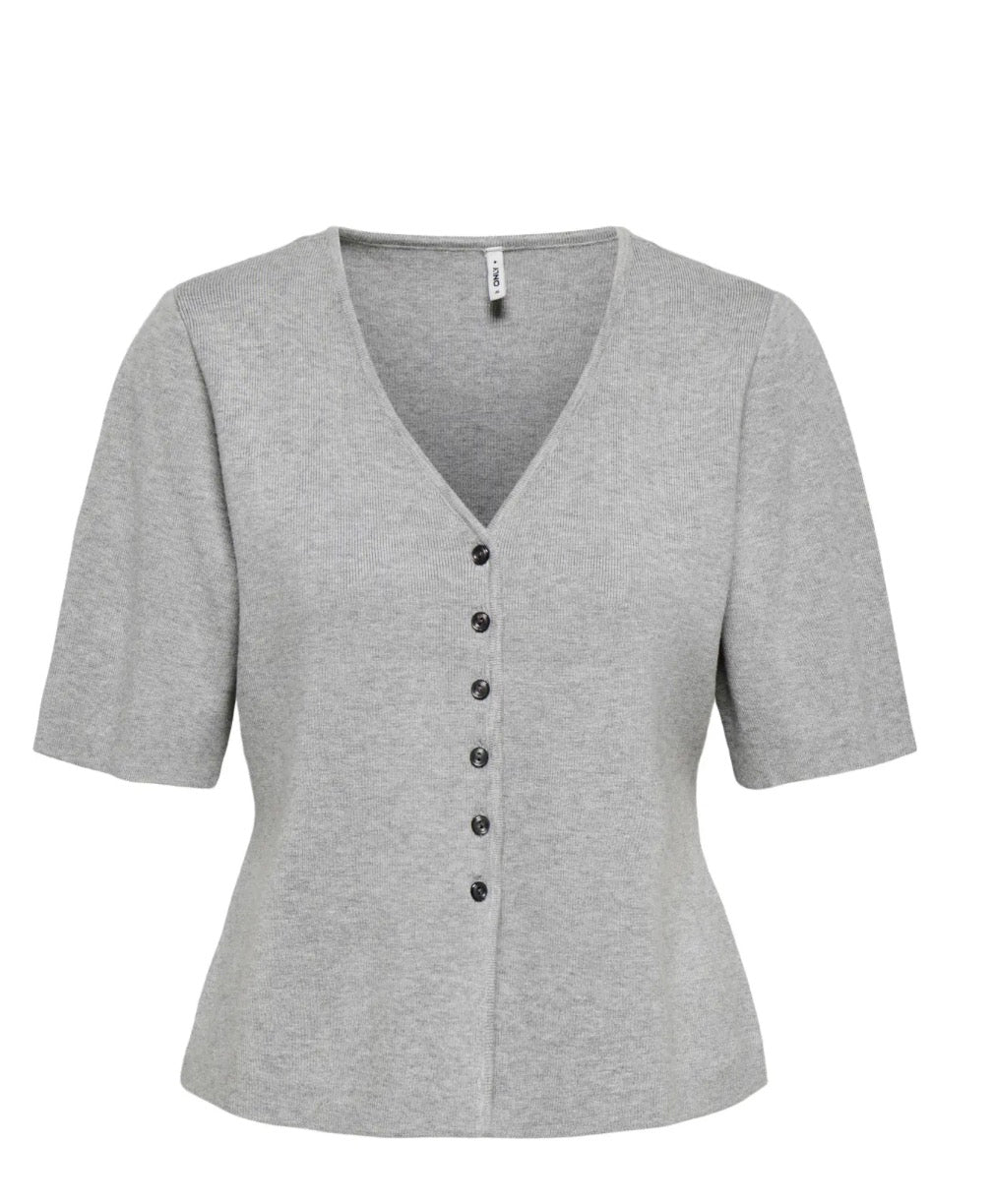ONLLUCY SS V-NECK BUTTON EX KNT