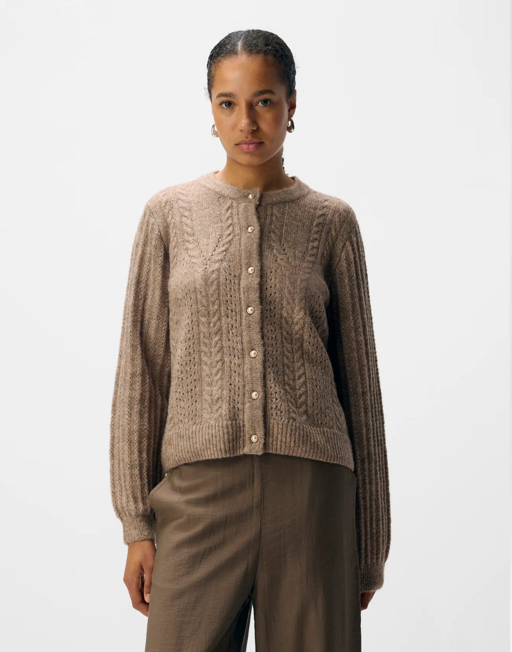 OBJFLORA RE LS KNIT BUTTON CARDIGAN