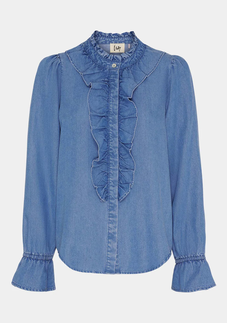 Ganja Flounce Shirt - Denim Blue