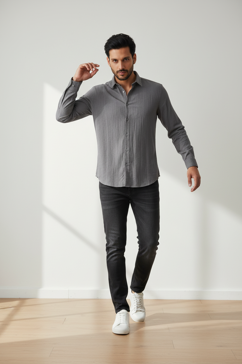 JPRBLAKINGSTON DOBBY L/S SHIRT