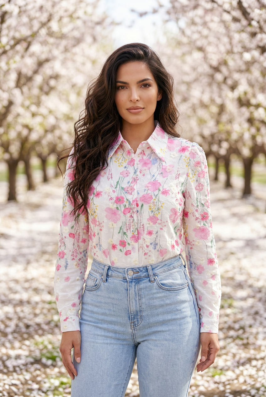 Blus broderi anglaise flower storlek S