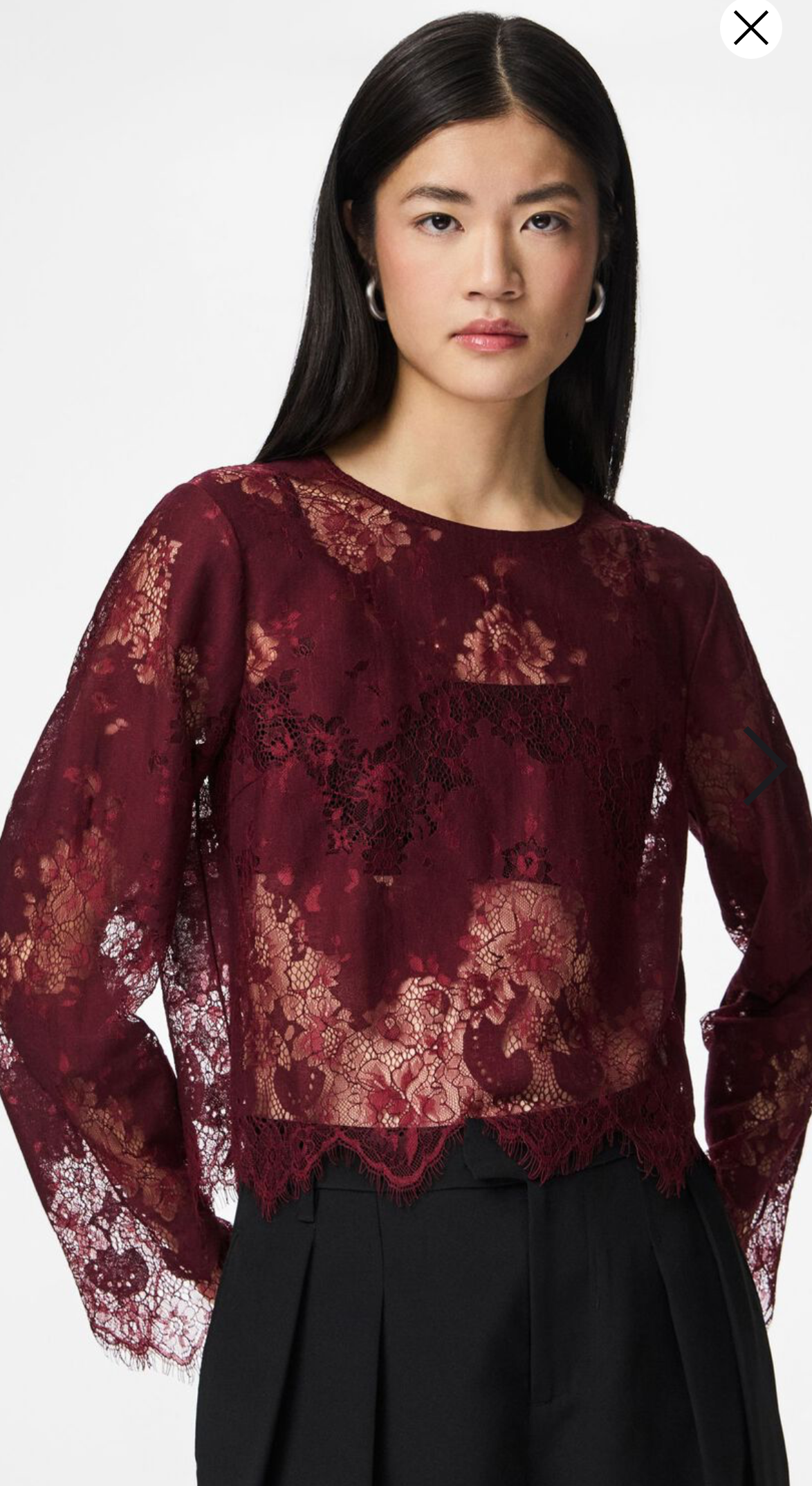 PCRINNE SPETS LÅNGÄRMAD TOPP