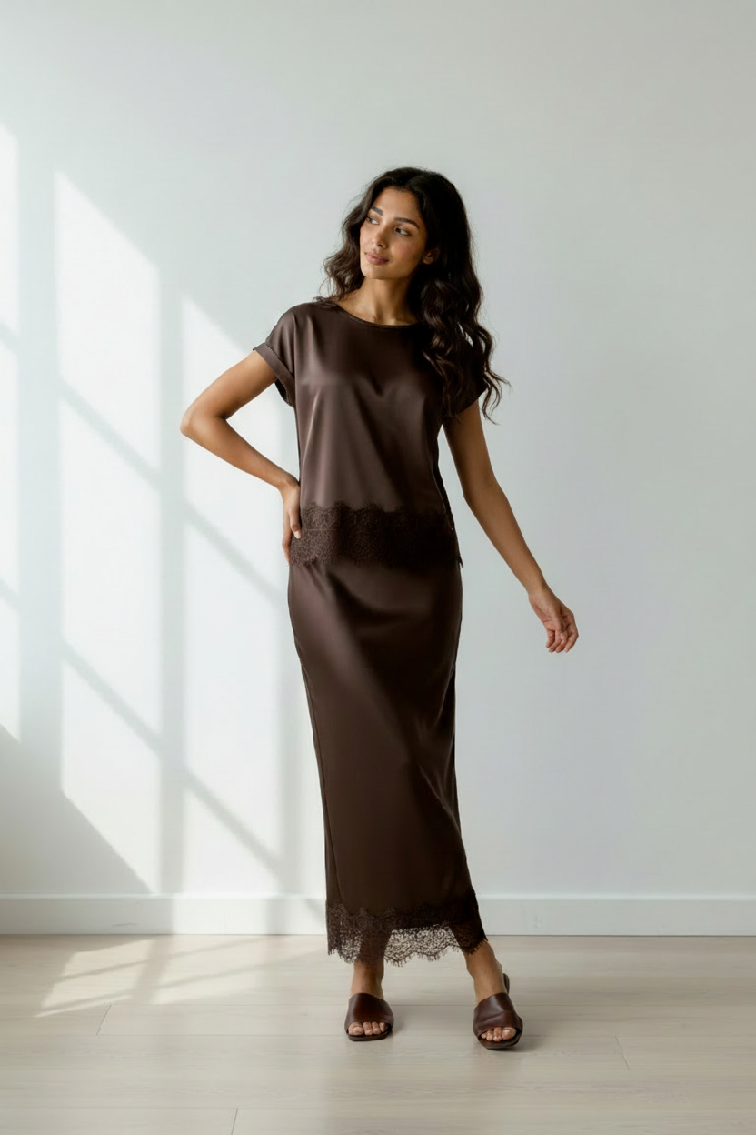 VIELLETTE HW ANKLE LACE SKIRT