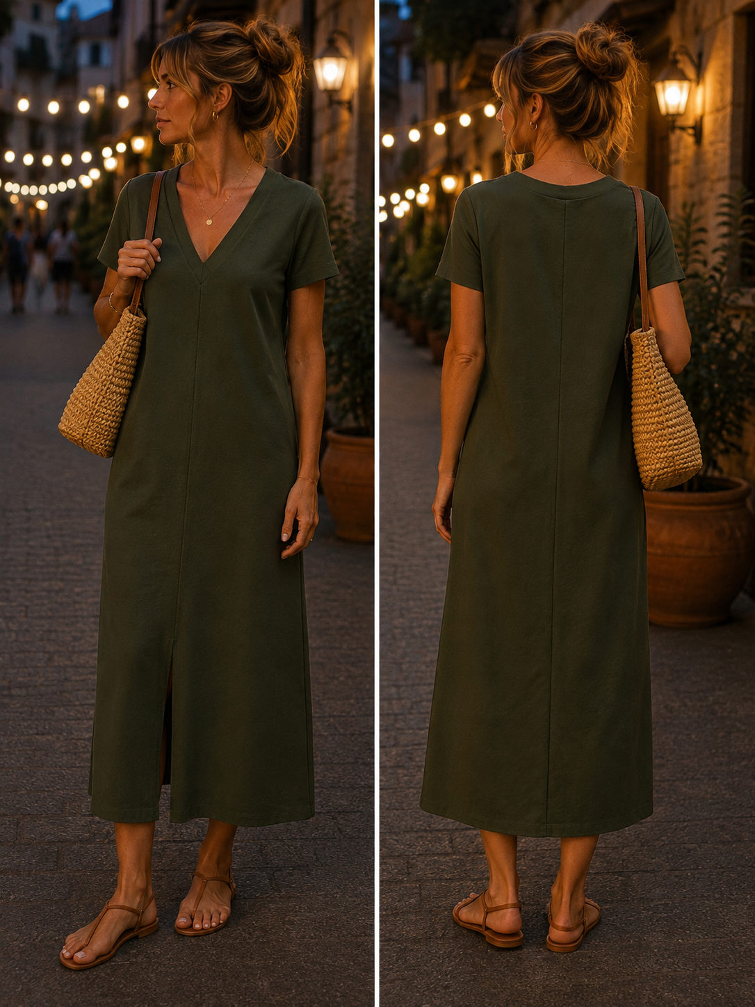 VMSMILLA SS FRONT SLIT CALF DRESS