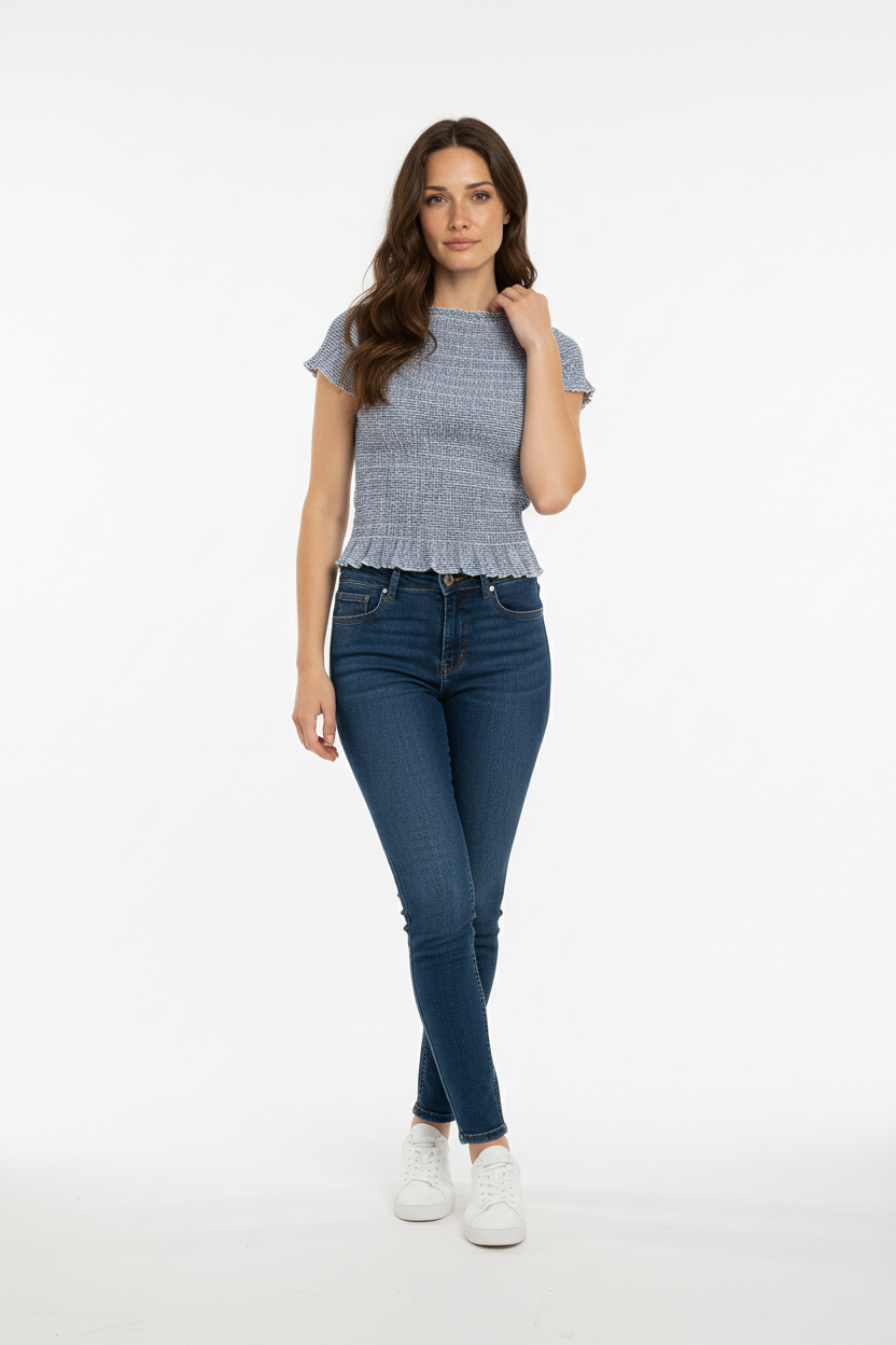 ONLCELLE CAP SMOCK BOATNECK TOP