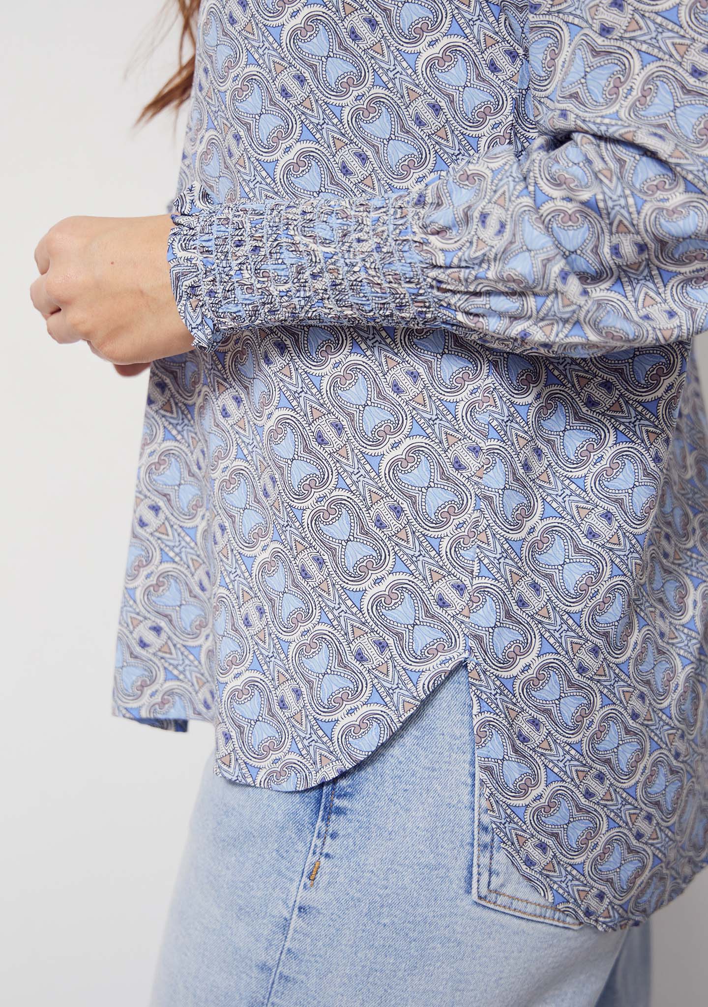 Cara Printed Blouse - Blue