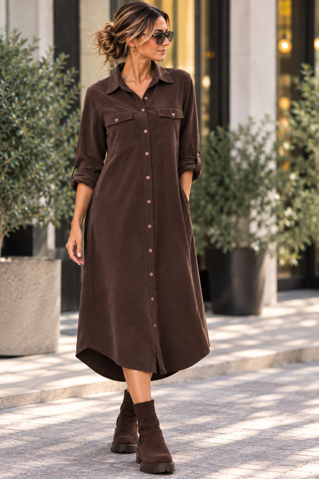 Corinne Shirtdress Brun manchester