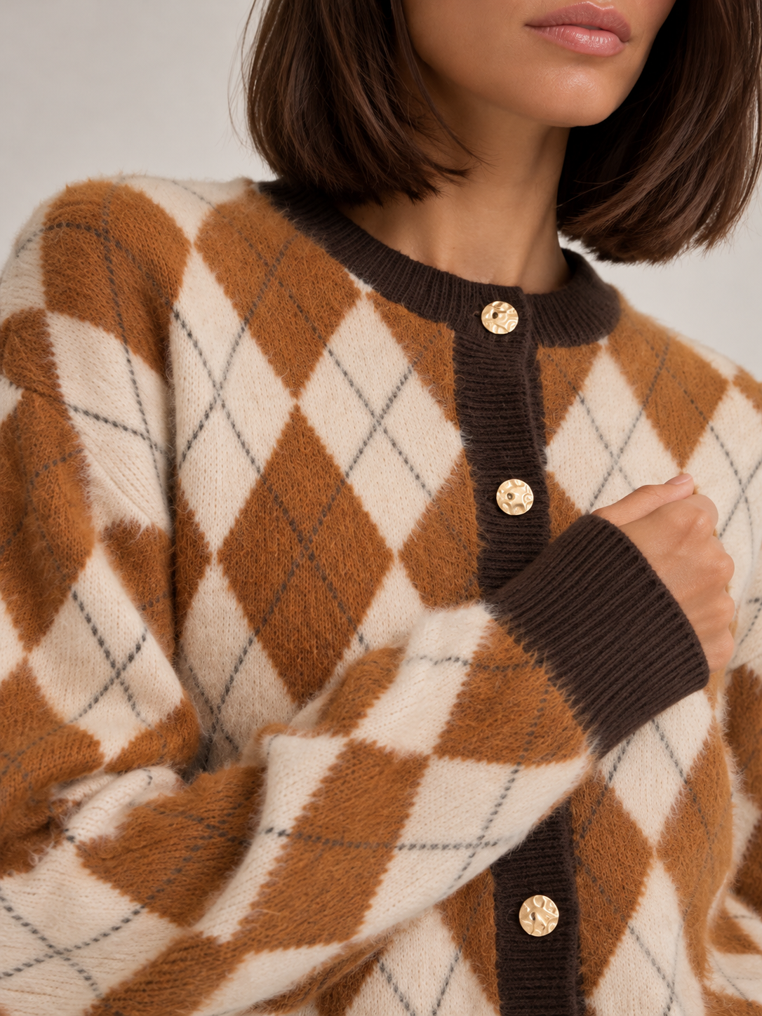 Vitjebbi o-neck Ls Jaquard knit cardigan