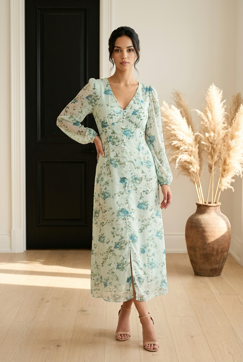 VMSMILLA LS V-NECK ANKLE DRESS