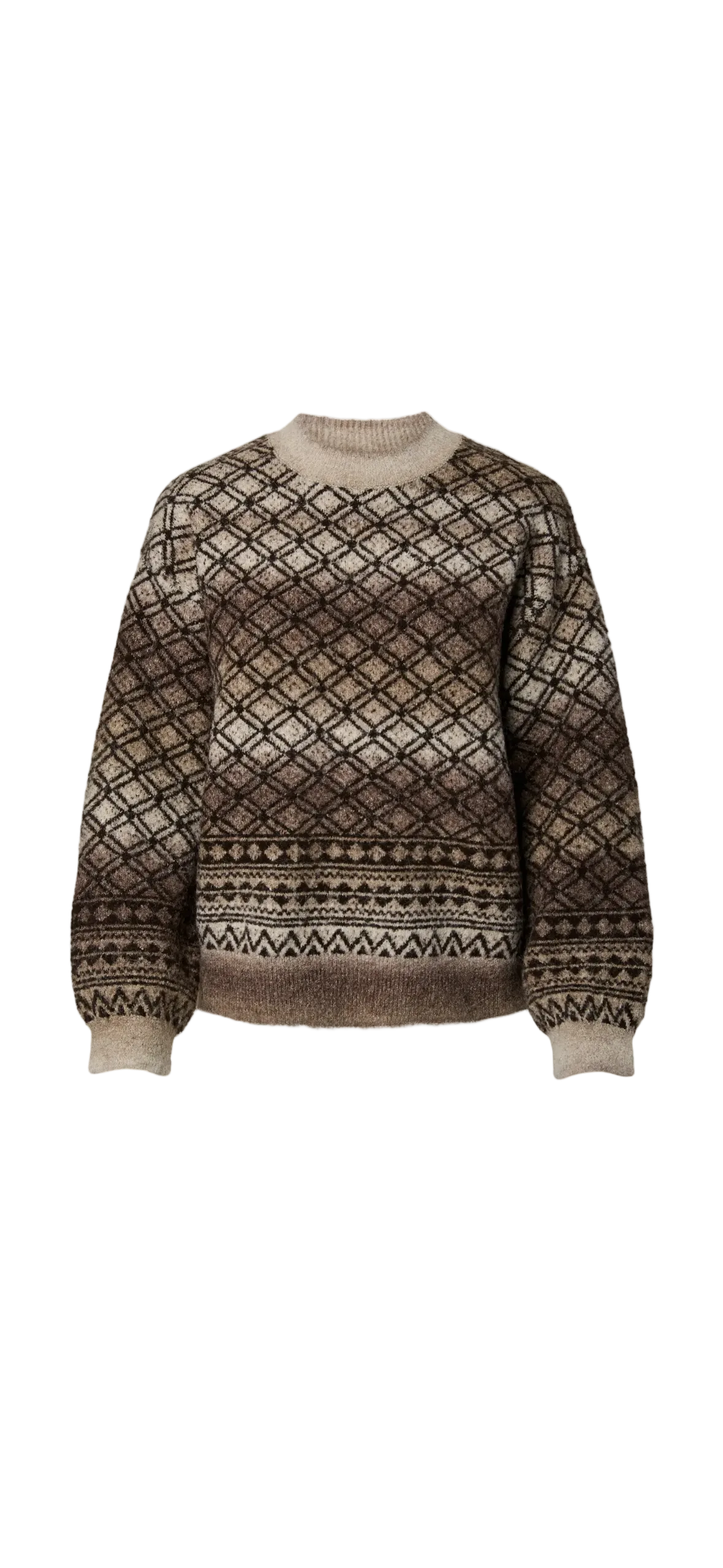 PCAURA LS O-NECK JACQUARD KNIT